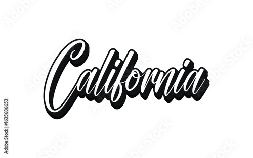 California hand lettering design calligraphy vector, California text vector trendy typography design