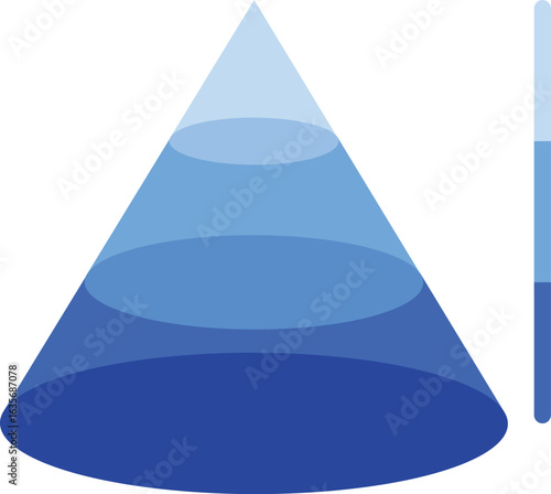 A modern pyramid diagram vector illustration in blue tones, ideal for business presentations, marketing strategy slides, infographics, and educational materials. Fully scalable and editable.