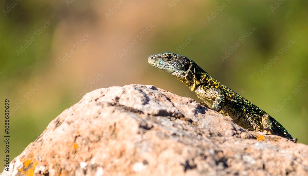 Naklejka premium Lizard on a rock