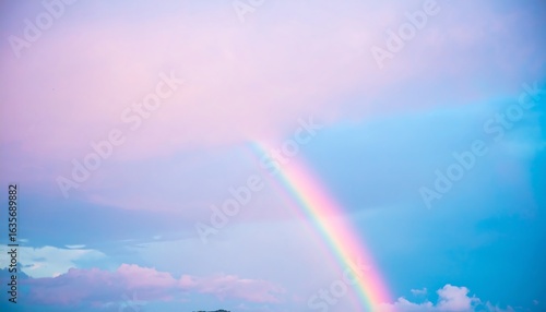 Pastel rainbow arching over soft clouds