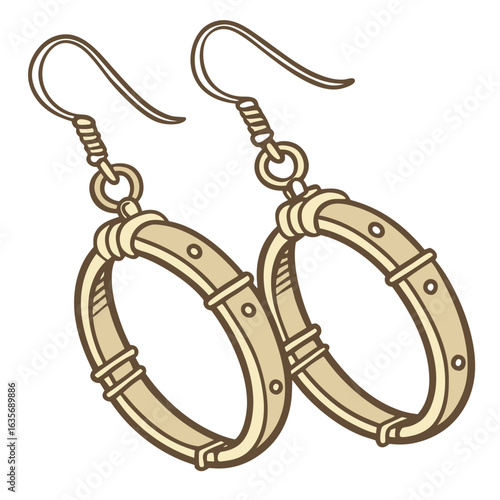 A pair of rustic brass dangle earrings with a distressed hammered finish, perfect for a vintage, earthy, and bold fashion statement.