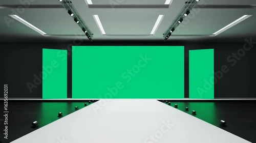 empty fashion runway stage green screen background