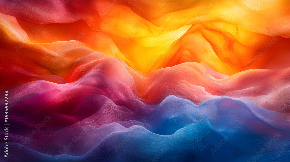 Fototapeta premium Colorful undulating fabric creating an abstract landscape