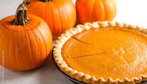 Pumpkin pie with pumpkins