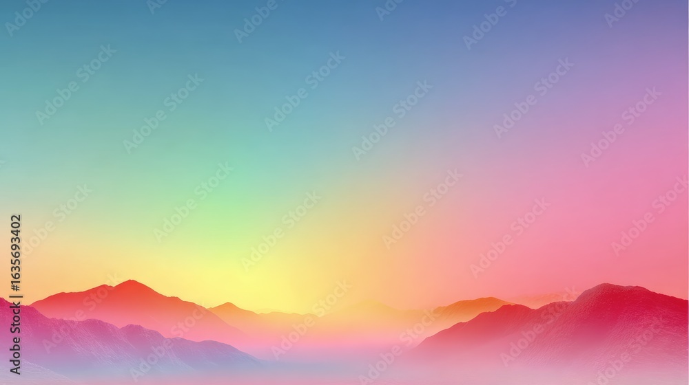 Fototapeta premium Colorful, soft-focus mountain range at sunrise/sunset