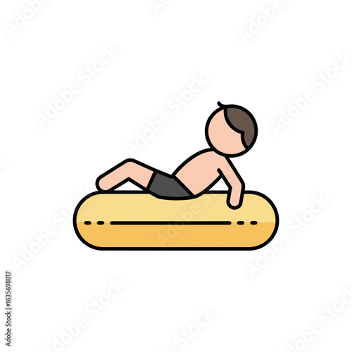  Child on float colorful icon no white color
