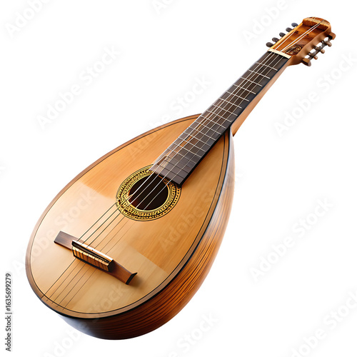 Lute Musical Isolated on White Background Cutout