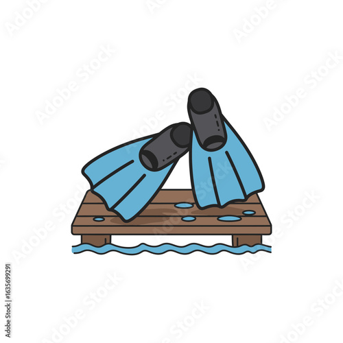  Fins on wet deck colorful icon no white color