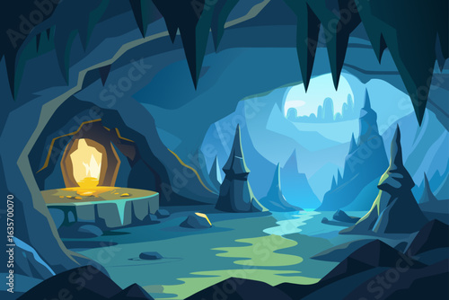 Seamless Cave Background With Light Reflections