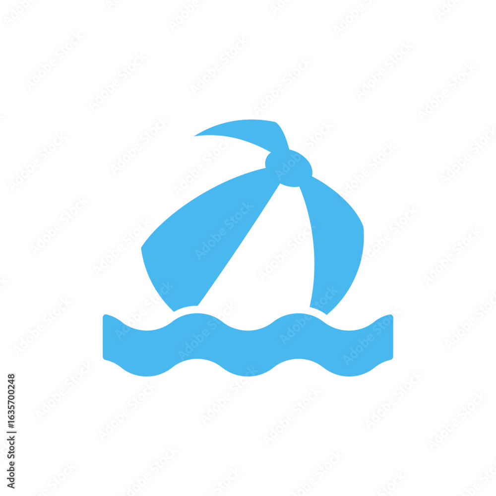 Fototapeta premium Colorful inflatable beach ball in water summer fun icon with no white color