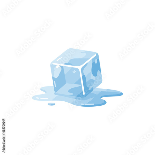  Colorful ice cube melting on surface refreshing cold icon with no white color