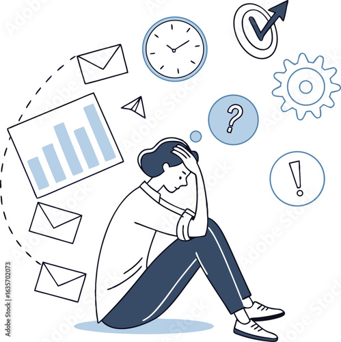 Illustration of a person experiencing mental overload and burnout