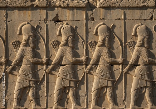 Ancient Persian archers relief carving at Persepolis stone art legacy