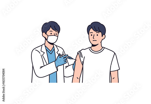 Doctor administering vaccine to patient healthcare medical