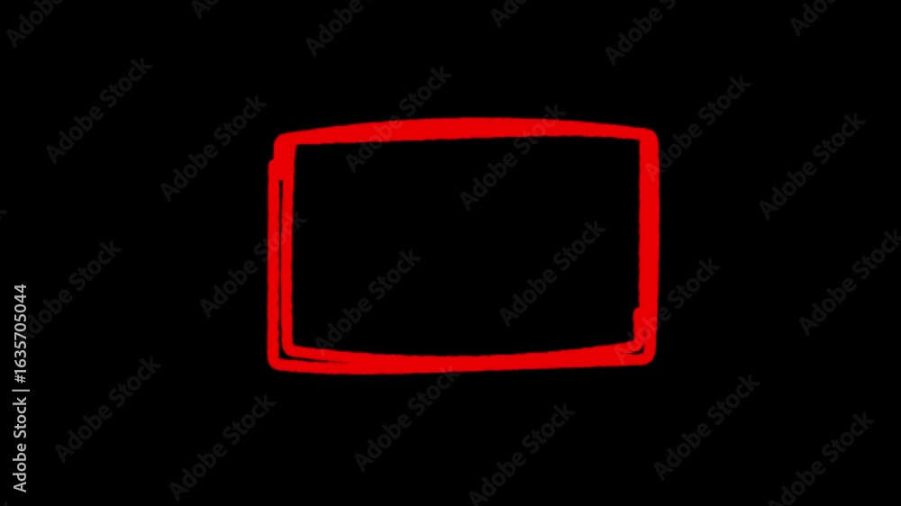 red rectangle sketch, red hand drawn rectangle box forming with stroke ...