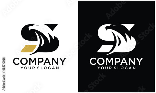 Creative Letter  S with Eagle Logo Design Vector Template