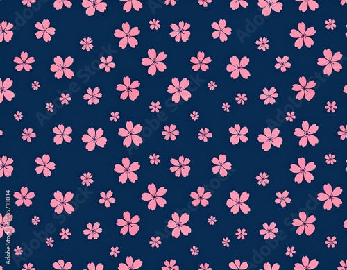 Delicate pink flowers on a navy background