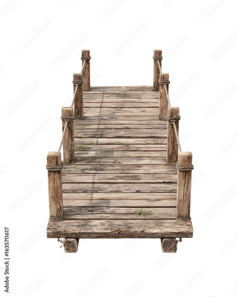 Fototapeta premium Wooden dock bridge, weathered planks