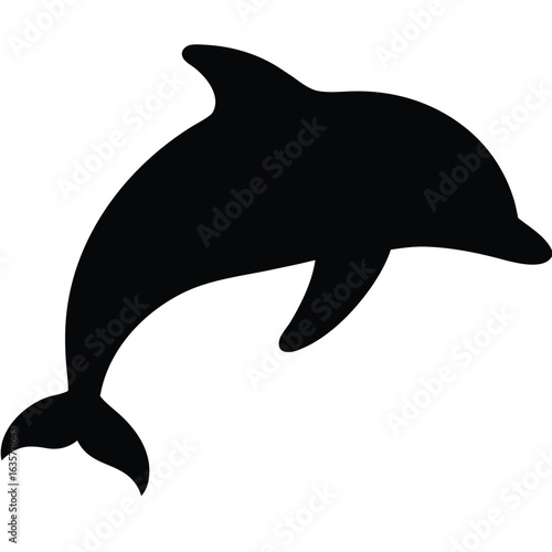 Flat vector illustration of a dolphin silhouette vector illustration