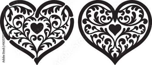 Ornate Heart Designs – Elegant Swirl Patterns with Love Symbol