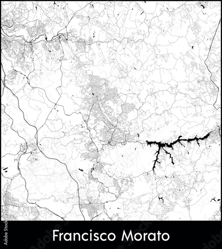 Francisco Morato city map, Brazil - Topographic vector map poster