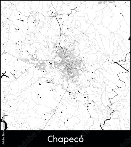 Chapeco city map, Brazil - Topographic vector map poster