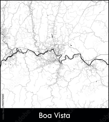 Boa Vista city map, Brazil - Topographic vector map poster