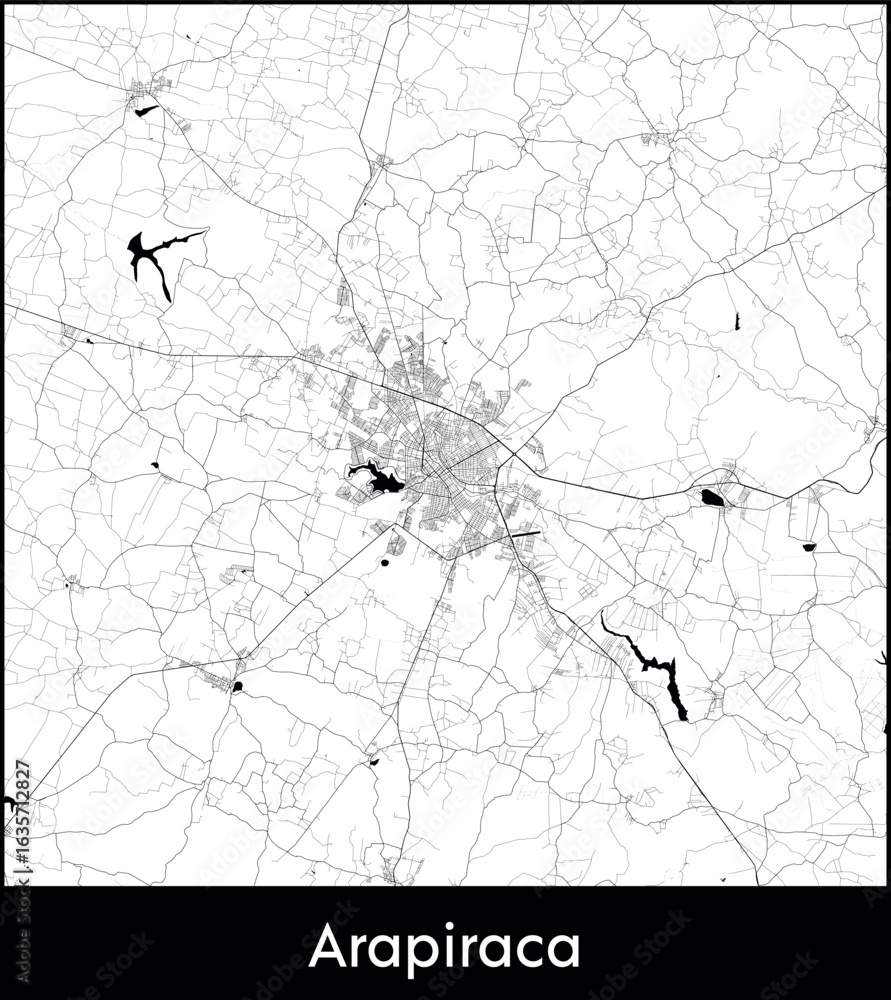 Fototapeta premium Arapiraca city map, Brazil - Topographic vector map poster