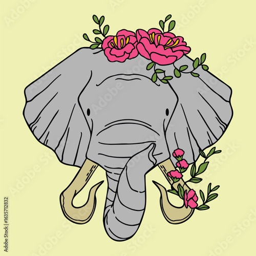 Wallpaper Mural Floral Elephant Illustration - Beauty Animal Symbol Torontodigital.ca