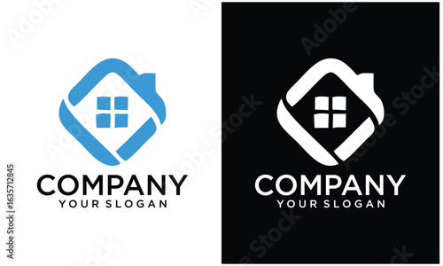 Creative Modern Real Estate company Logo Design. Building, Construction Working Industry logo concept Icon. Residential contractor, General Contractor and Commercial Office Property business logos.