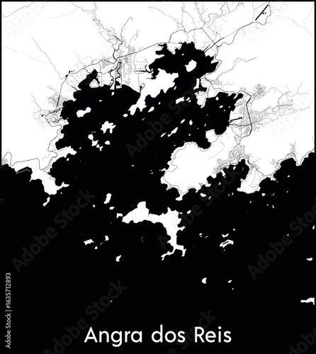 Angra dos Reis city map, Brazil - Topographic vector map poster