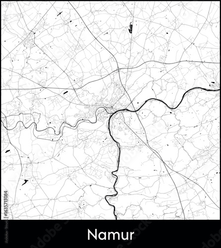 Namur city map, Belgium - Topographic vector map poster
