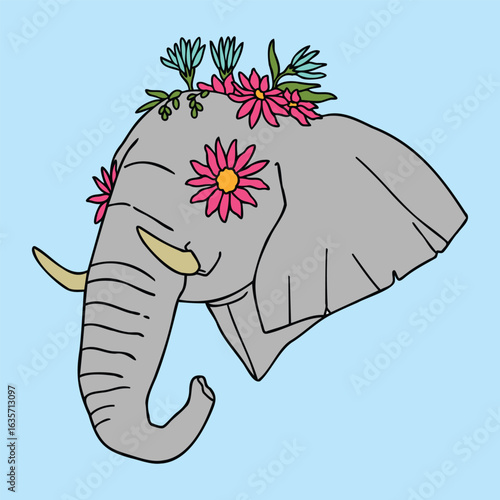 Wallpaper Mural Floral Elephant Illustration - Beauty Animal Symbol Torontodigital.ca