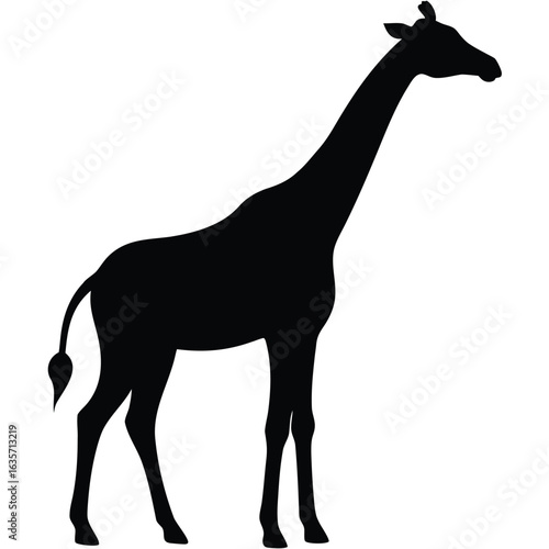 Flat vector illustration of a giraffe silhouette vector illustration