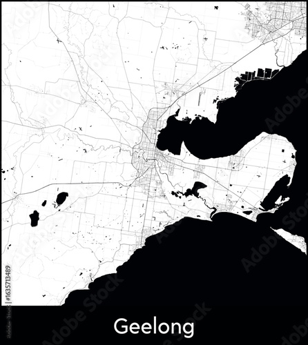 Geelong city map, Australia - Topographic vector map poster