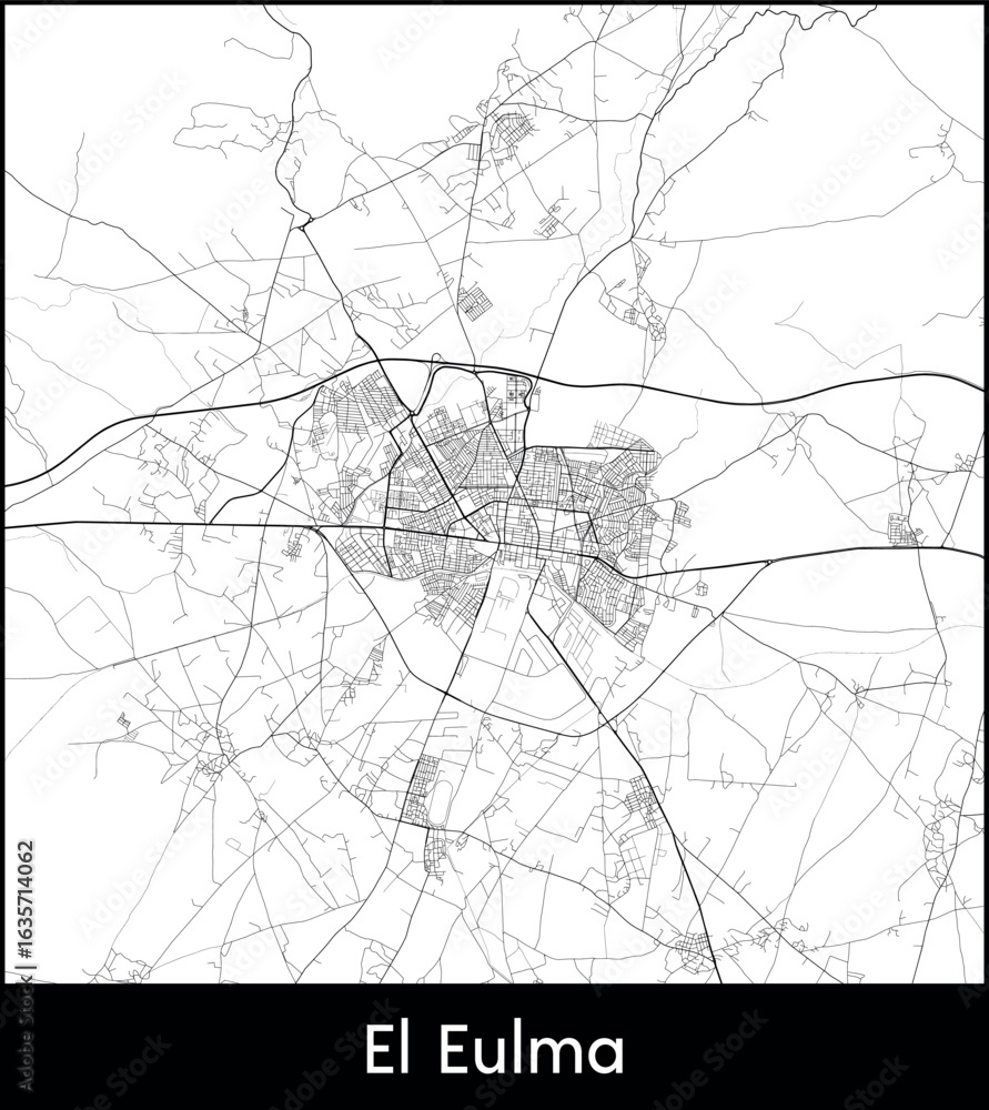 Obraz premium El Eulma city map, Algeria - Topographic vector map poster