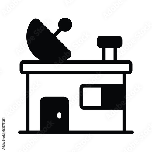 A modern glyph icon of space control center