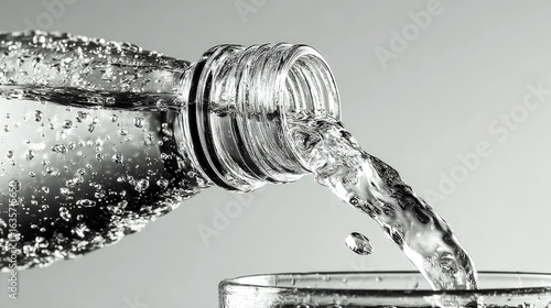 Organic spring water being aseptically bottled in Evian, France with a focus on purity