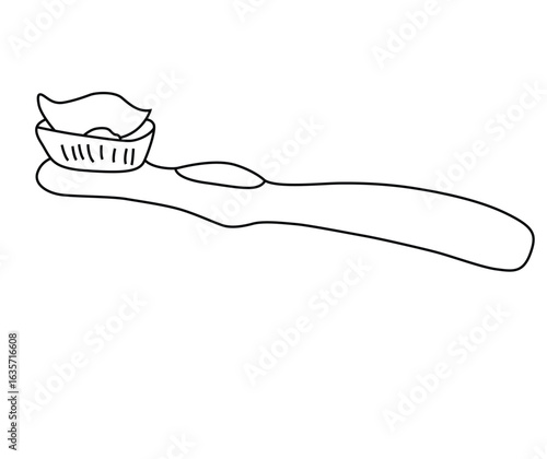 Cute cartoon hand drawn vector toothbrush outline.