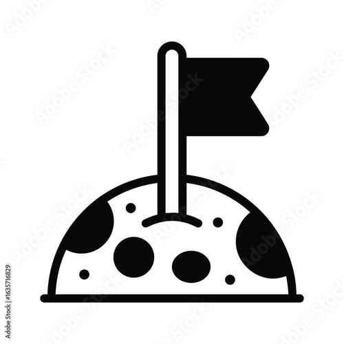 A premium glyph icon of successful moon mission
