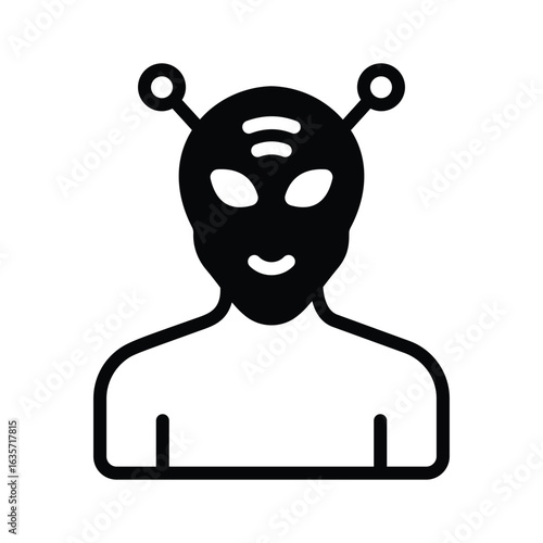 Trendy glyph icon of friendly alien figure