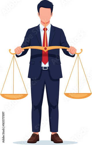 Lawyer holding scales of justice representing legal balance and fairness.
