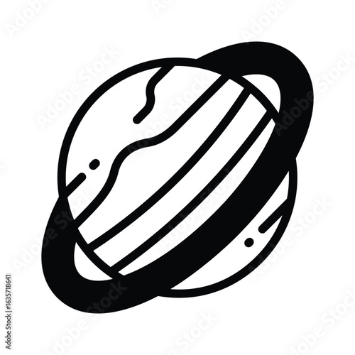 Visually appealing glyph icon of saturn ring