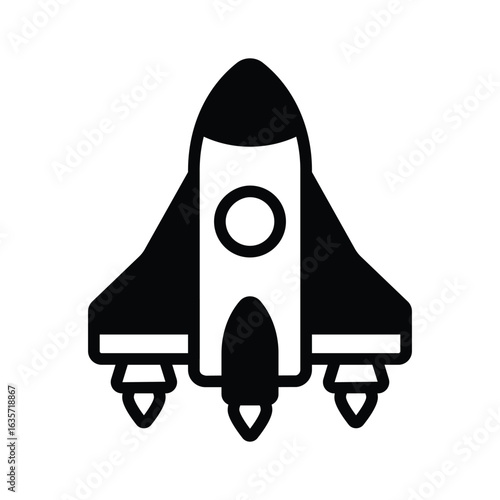 A trendy glyph icon of advanced spacecraft vehicle