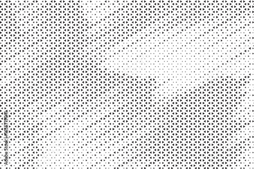 Triangular Halftone Texture Retrowave Vector Geometric Technology Abstract Background. Half Tone Triangles Retro Colored Pattern. Minimal 80s Style Dynamic Tech Structure Wallpaper