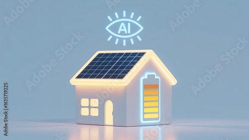 Wallpaper Mural AI-Powered Home with Solar Panels: A futuristic depiction of a smart home utilizing solar energy, embodying technological innovation and sustainable living. Torontodigital.ca