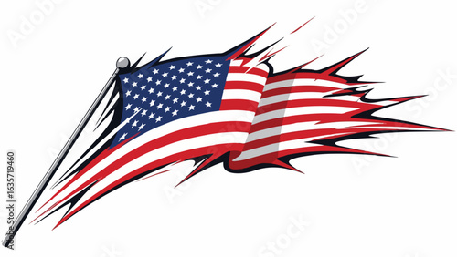 Dynamic Ripped Effect American Flag Vector Graphic