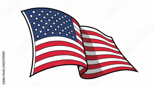 Cartoon Style Waving USA Flag Illustration