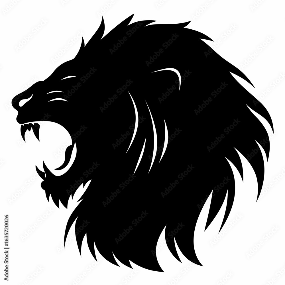 Obraz premium Black and White Roaring Lion Head