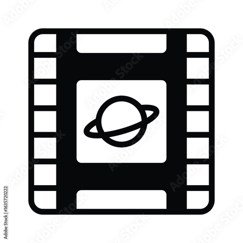 Well crafted glyph icon of classic space film reel